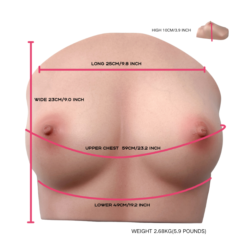 RealTorso Fake Silicone Breast Torso with Realistic skin texture Boobs Sex Toy Lifelike Breasts