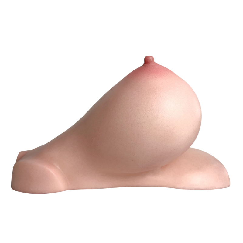 Realistic pink silicone male masturbator with natural curves and soft texture