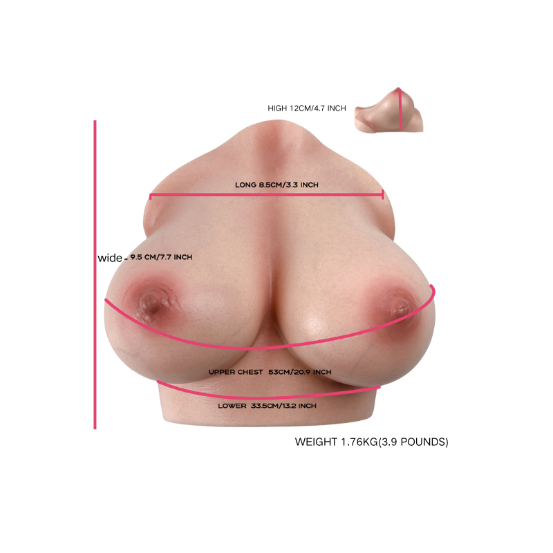 RealTorso Realistic Skin Texture Silicone Big Breast Boobs Sex Toy Lifelike Breasts Torso